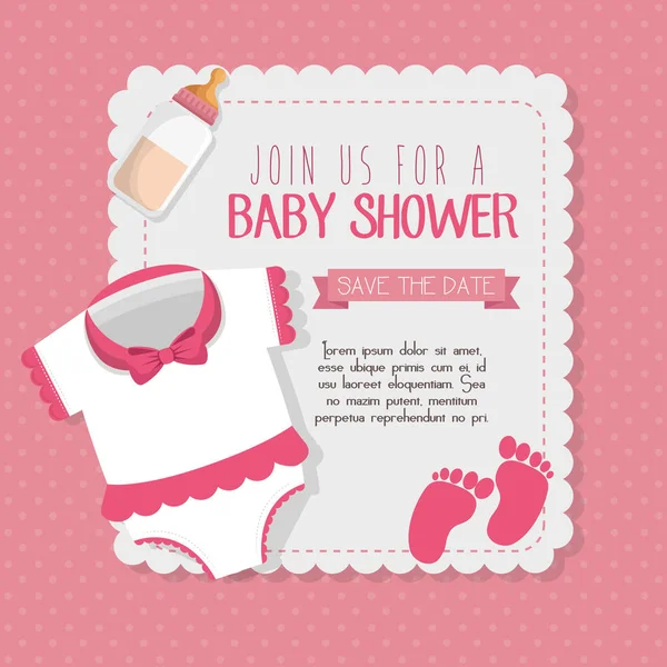 Baby douche uitnodiging kaart — Stockvector