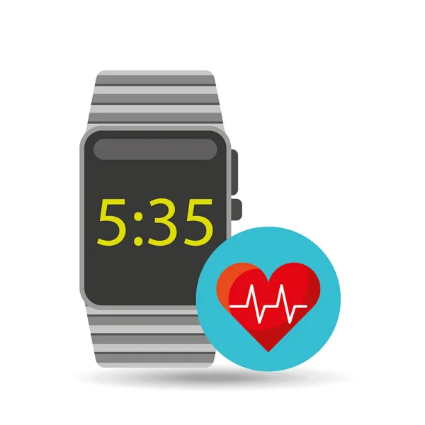 Tecnologia orologio intelligente con battito cardiaco — Vettoriale Stock