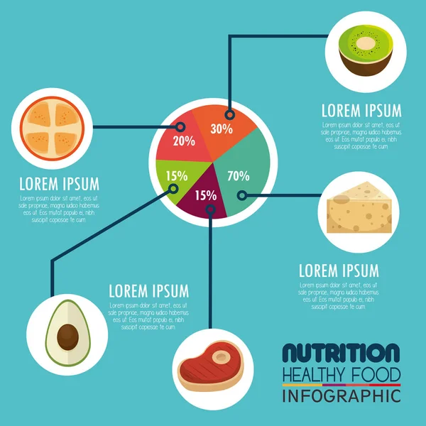 Nutrition aliments icônes infographiques — Image vectorielle