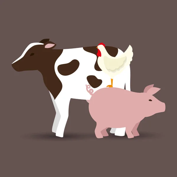 Animales granja cartel icono — Vector de stock