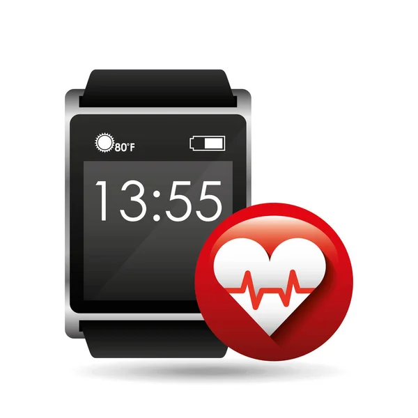 Smart watch concepto frecuencia cardíaca redes sociales — Archivo Imágenes Vectoriales