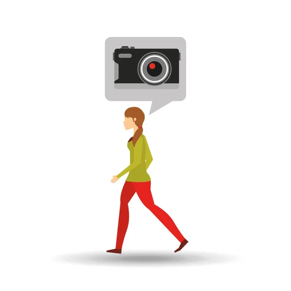 Personnage caméra média icône bulle parler — Image vectorielle