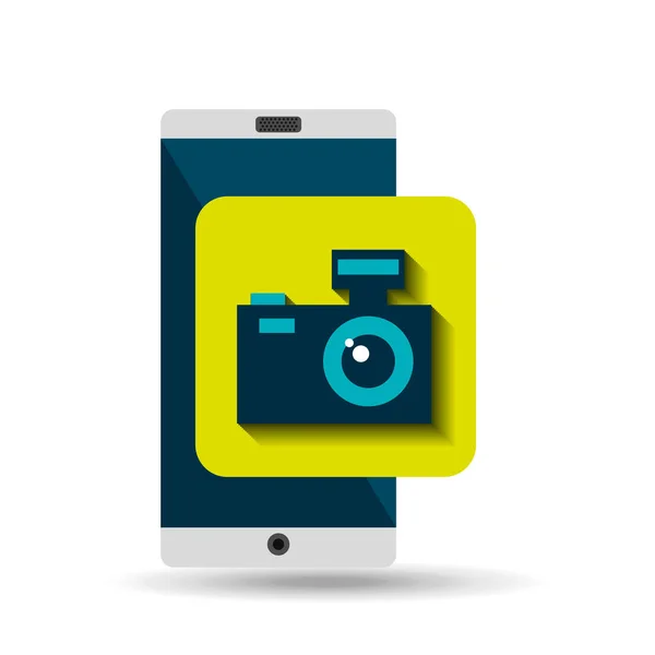 Bianco smartphone foto fotocamera di rete digitale — Vettoriale Stock