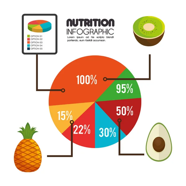 Nutrición alimentos iconos infográficos — Vector de stock