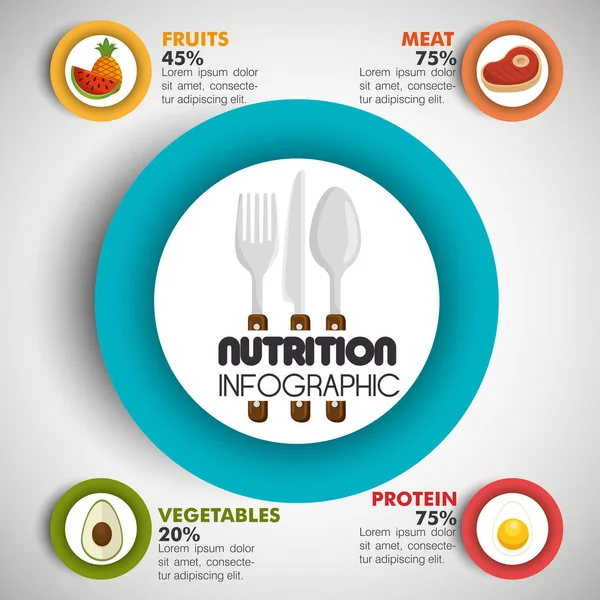 Nutrición alimentos iconos infográficos — Archivo Imágenes Vectoriales