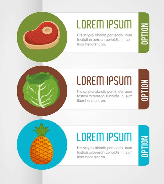 Nutrición alimentos iconos infográficos — Vector de stock