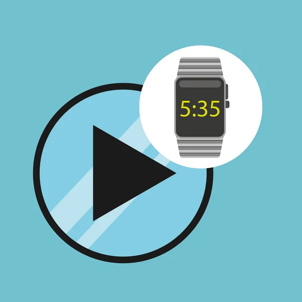 Slimme horloge technologie met video-speler — Stockvector