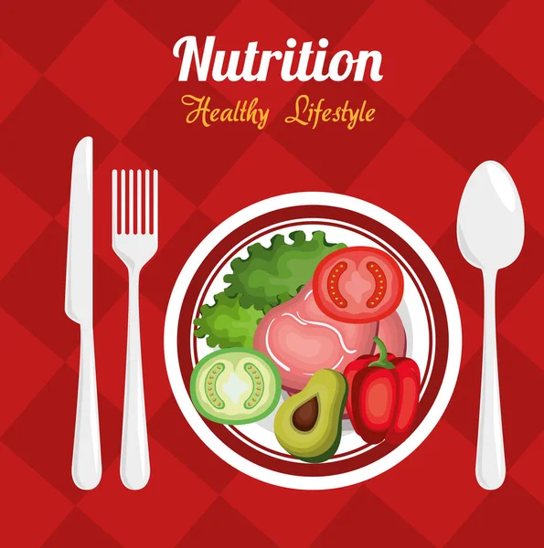 Nutrición comida saludable icono — Vector de stock