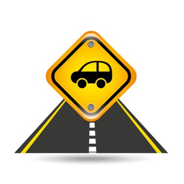 araba sarı yolu sokak tabelası