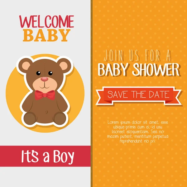 Baby douche uitnodiging kaart — Stockvector