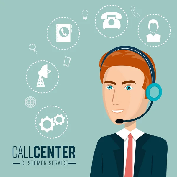 Atendimento ao cliente call center — Vetor de Stock