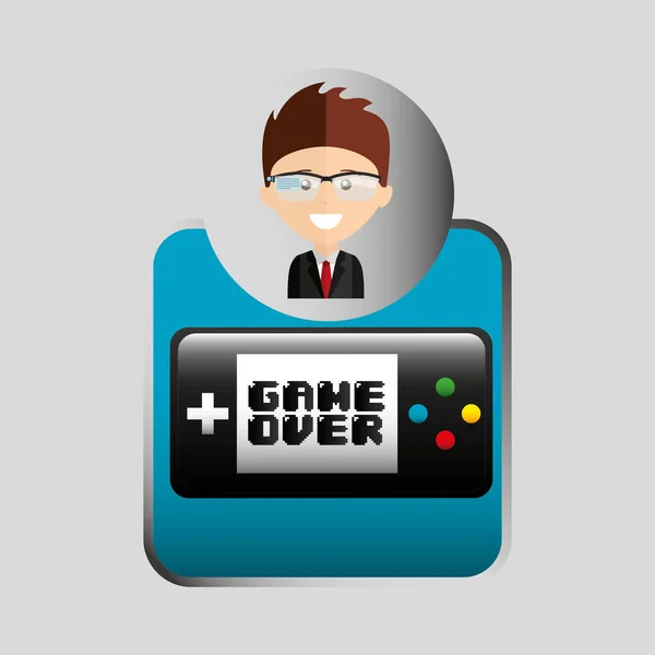 Mutlu işadamı Gameboy ağ ortam simgesi — Stok Vektör