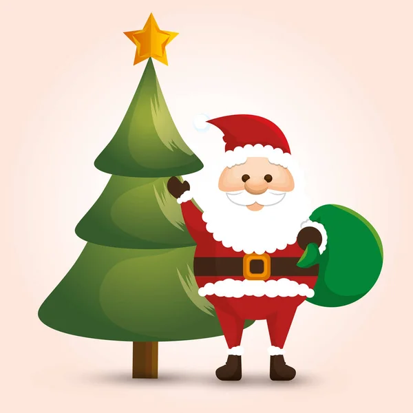 Happy merry christmas santa claus character — Stock Vector