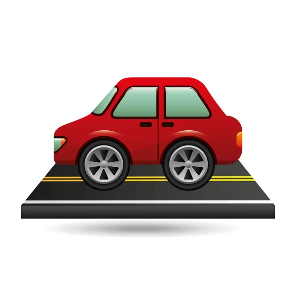 Bil sedan röd på vägutformning — Stock vektor