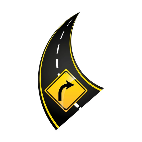 Bocht naar rechts verkeer teken concept afbeelding — Stockvector