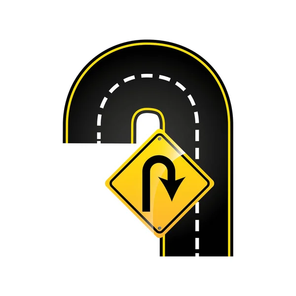 U-turn road sign koncepció grafikus — Stock Vector