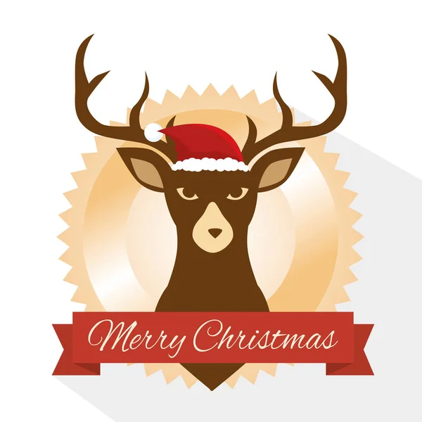 Reindeer animal christmas icon — Stock Vector
