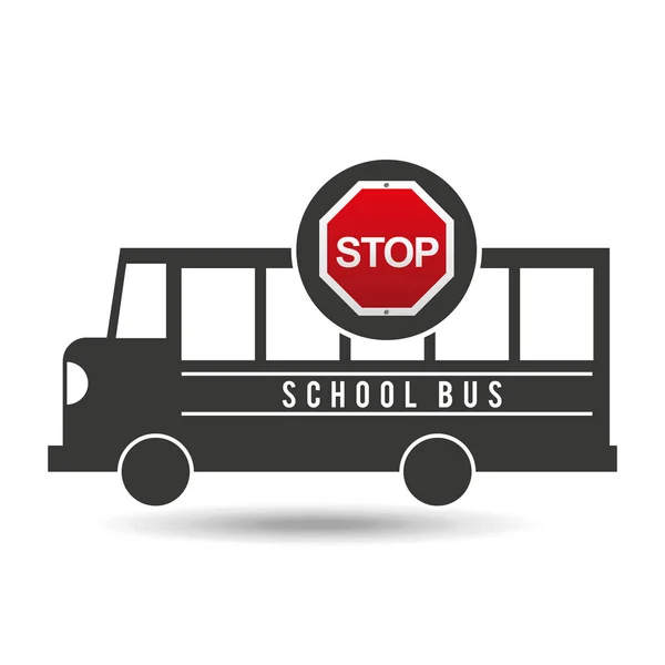 스쿨 버스 쪽 중지도 표지판 디자인 — 스톡 벡터