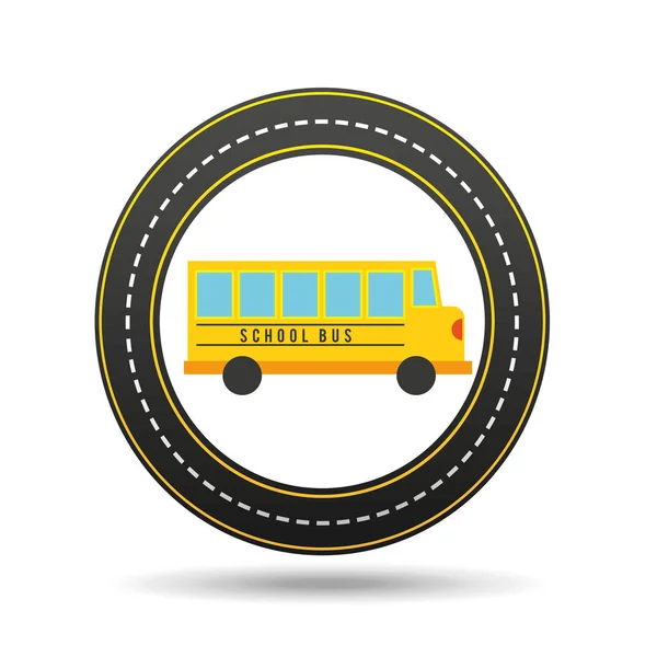 Autobús escolar círculo camino camino diseño — Archivo Imágenes Vectoriales