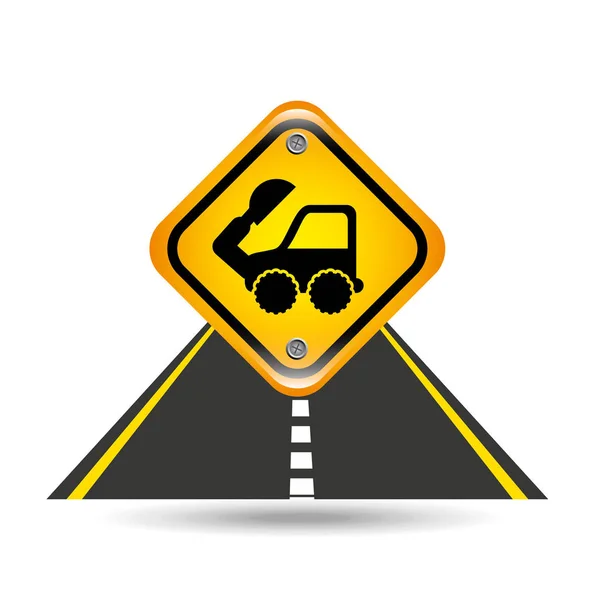 Экскаватор грузовик желтый дорожный знак — стоковый вектор