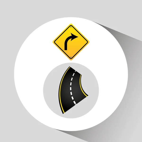 Tourner à droite panneau de signalisation concept graphique — Image vectorielle