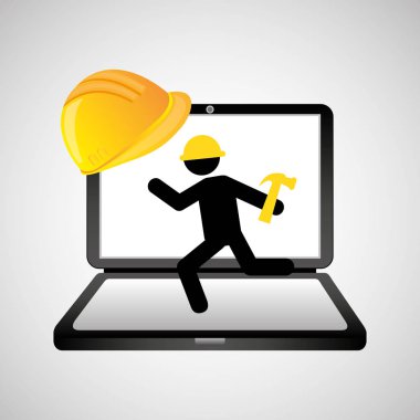 İnşaat web sayfası işçisi çekiç altında