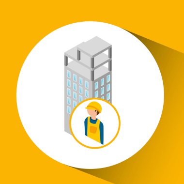 Bina ile altında inşaat işçisi