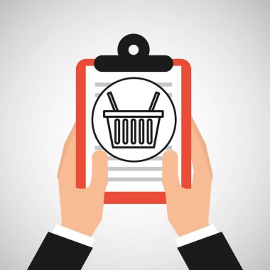 online alışveriş sepeti tutan el