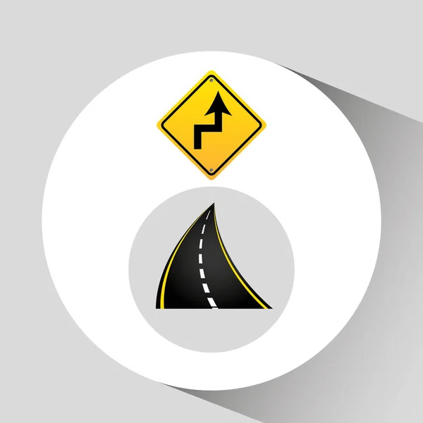 역방향 회전도로 표지판 개념 그래픽 — 스톡 벡터