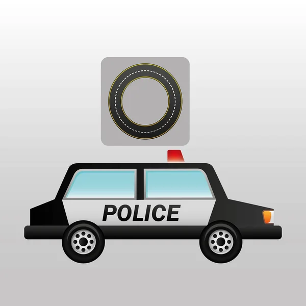 Politie auto kant cirkel weg manier ontwerp — Stockvector