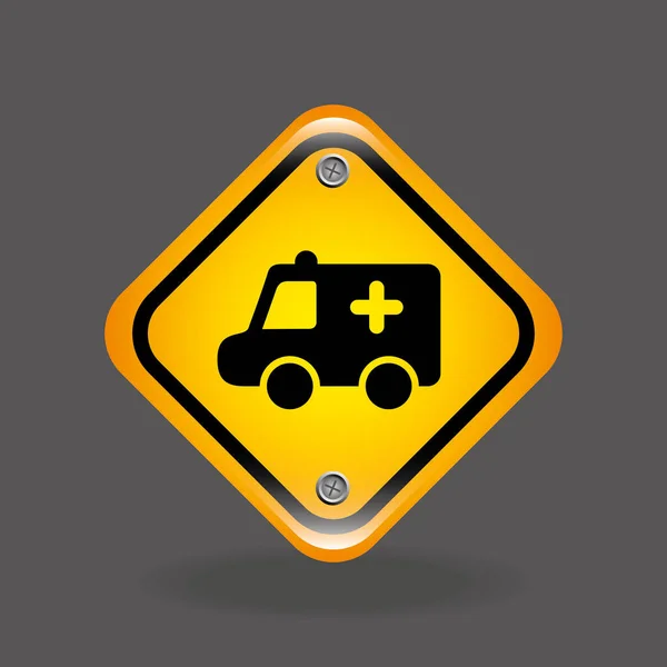 救急車黄色い道道路標識 — ストックベクタ