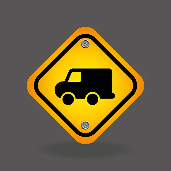 Entrega camión amarillo calle señal — Archivo Imágenes Vectoriales