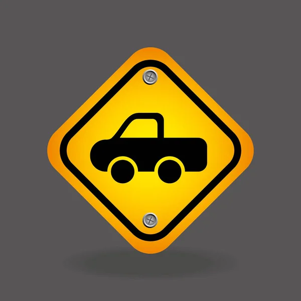 Recoger camión amarillo carretera calle señal — Vector de stock