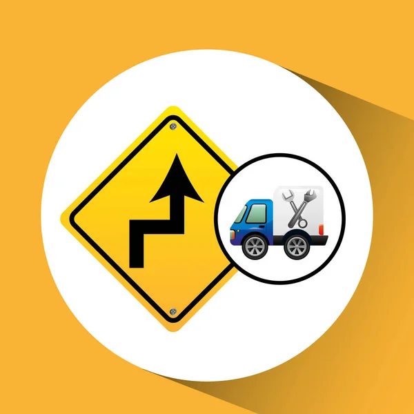 Truck assitance z znak drogowy — Wektor stockowy
