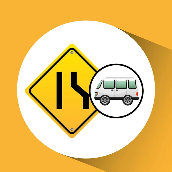 Narrows yol ile mikro otobüs — Stok Vektör