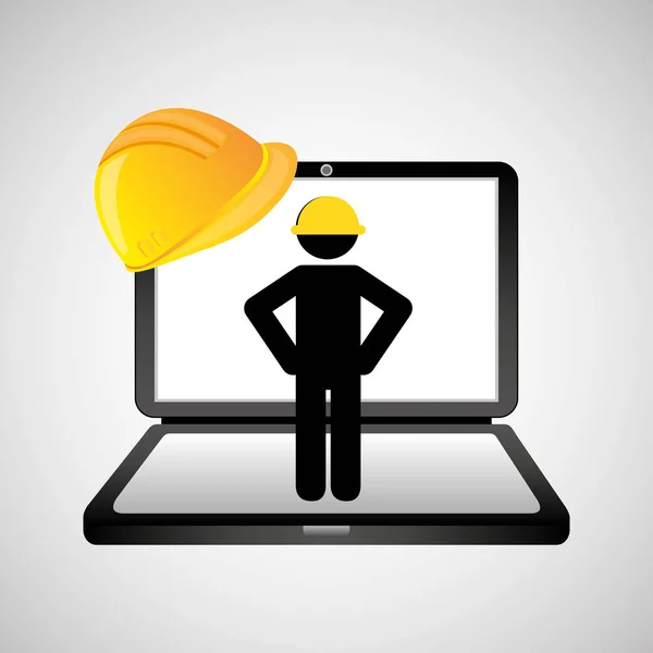 En construcción página web trabajador — Vector de stock