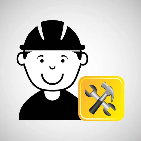 Construction worker wrench hammer graphic — Stock Vector