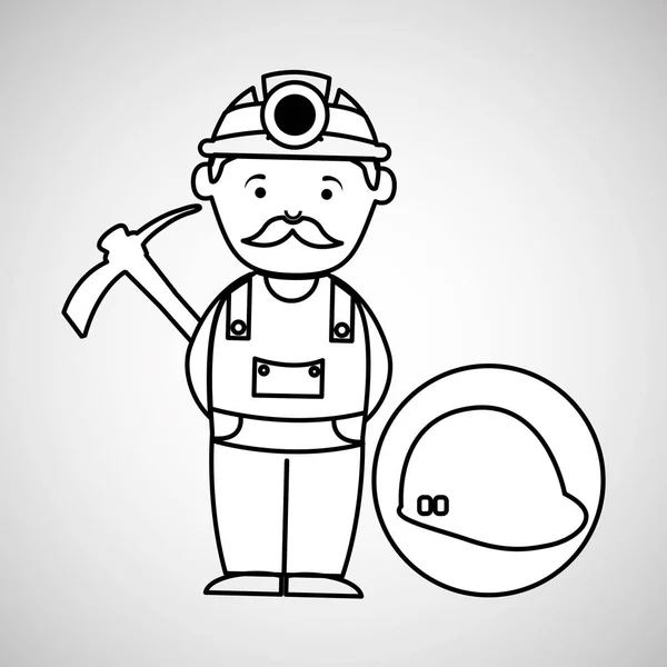 Piquete de trabajador minero con casco — Vector de stock
