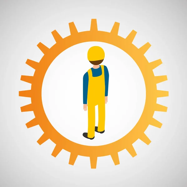 Under construction gear worker — Stock Vector