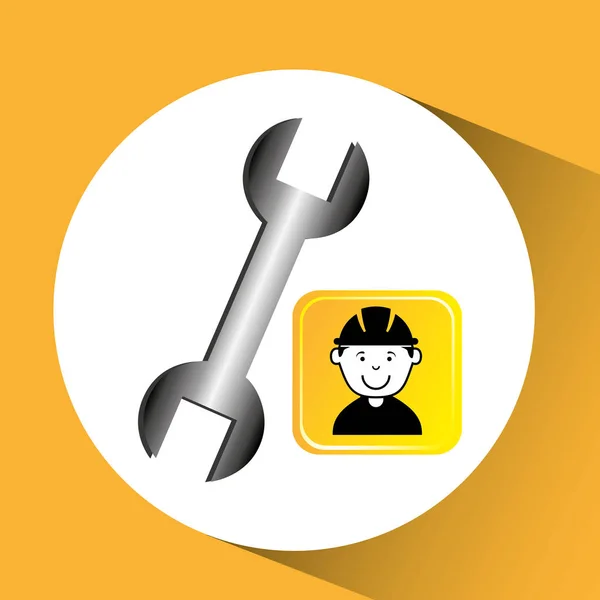 Construction worker wrench tool graphic — Stock Vector