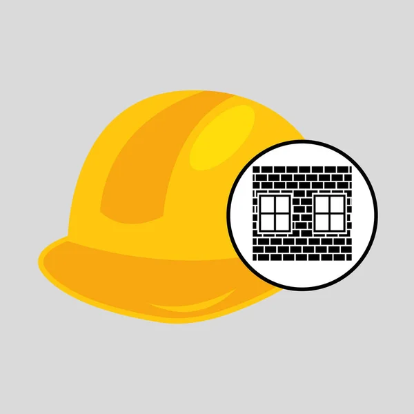Construção tijolo capacete ferramenta gráfica —  Vetores de Stock