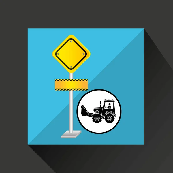 Construction truck concept road sign design — Stock Vector