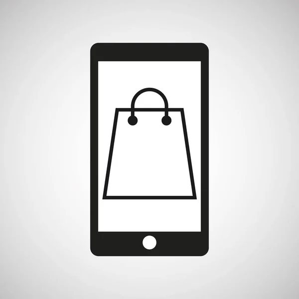 Smartphone e-commerce tas cadeau afbeelding — Stockvector