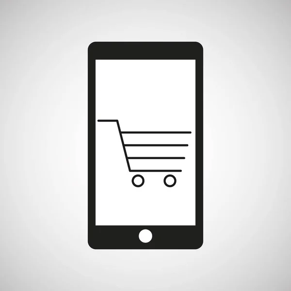 Teléfono inteligente e-commerce carrito de compras gráfico — Archivo Imágenes Vectoriales