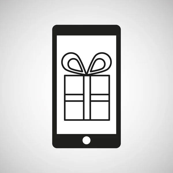 Smartphone boîte cadeau e-commerce graphique — Image vectorielle