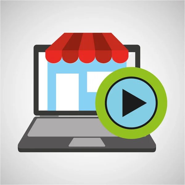 Onlinebutik shopping videospelare grafik — Stock vektor