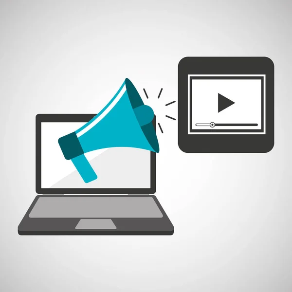 Μάρκετινγκ ψηφιακών βίντεο player έννοια — Διανυσματικό Αρχείο