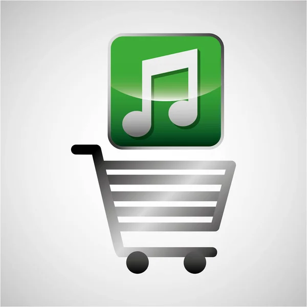 Shiny shopping cart music online commerce — Stock Vector