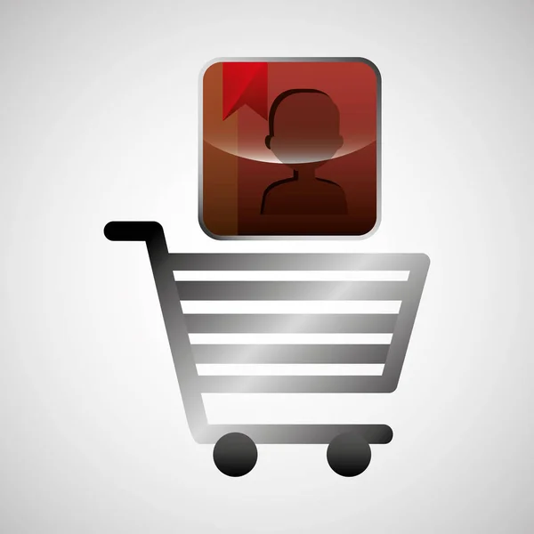 Lesklé nákupní košík kontakty online obchod — Stockový vektor