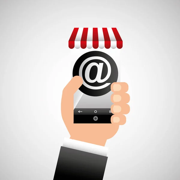 Handholding e-shopping mail design — Image vectorielle